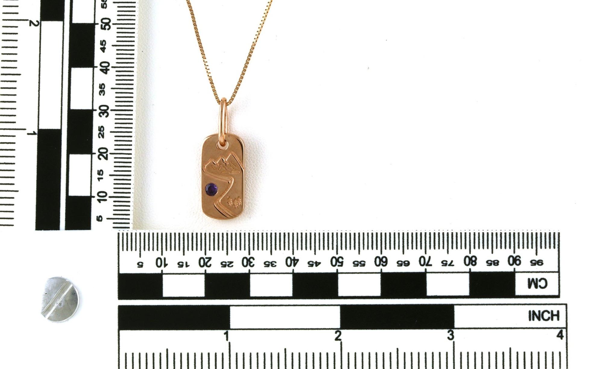 Dog Tag Mountain Huckleberry Yogo Necklace in Rose Gold (0.12cts) scale