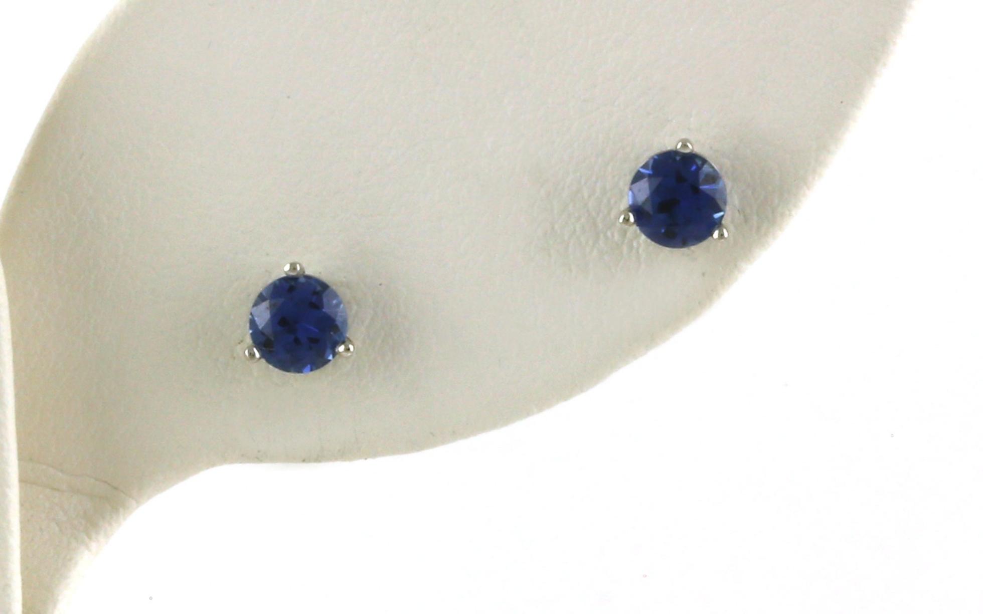 Montana Yogo Sapphire Stud Earrings in 3-Prong Martini Settings in White Gold (0.75cts TWT)