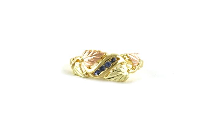 content/products/Leafy Diagonal Channel Montana Yogo Sapphire Ring in Two-tone Black Hills Gold (0.08cts TWT)