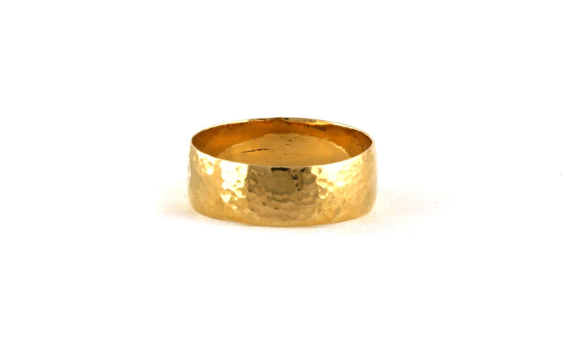 Estate Piece: Ultra-Light Half Round Men's Wedding Band with Hammered Finish in Yellow Gold (7.1mm)