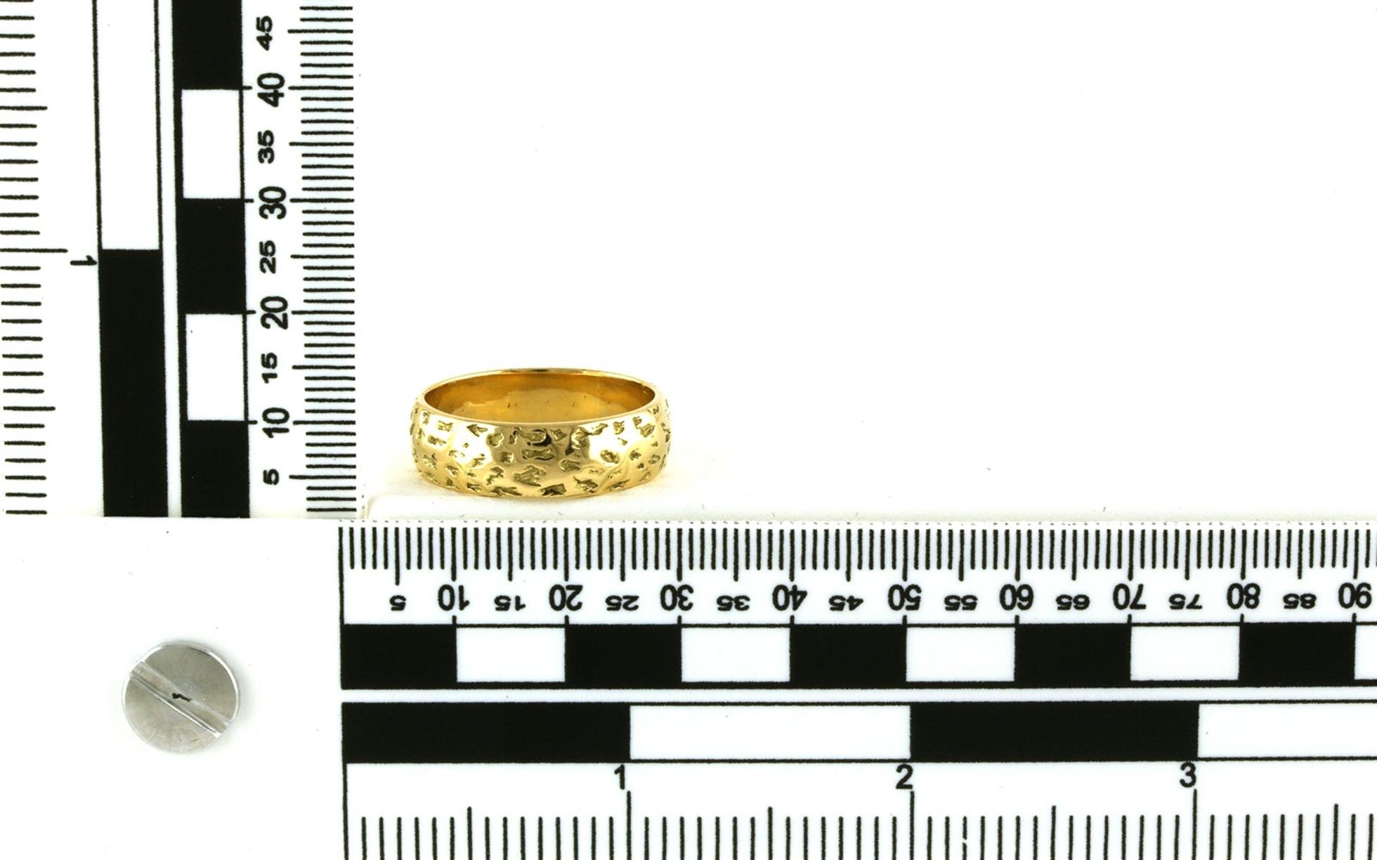 Estate Piece: Half Round Men's Wedding Band with Hammered Finish in Yellow Gold (7mm) scale