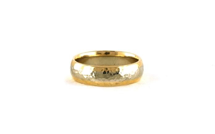 content/products/Estate Piece: Half Round Men's Wedding Band with Hammered Finish in Two-tone White and Yellow Gold (6mm)