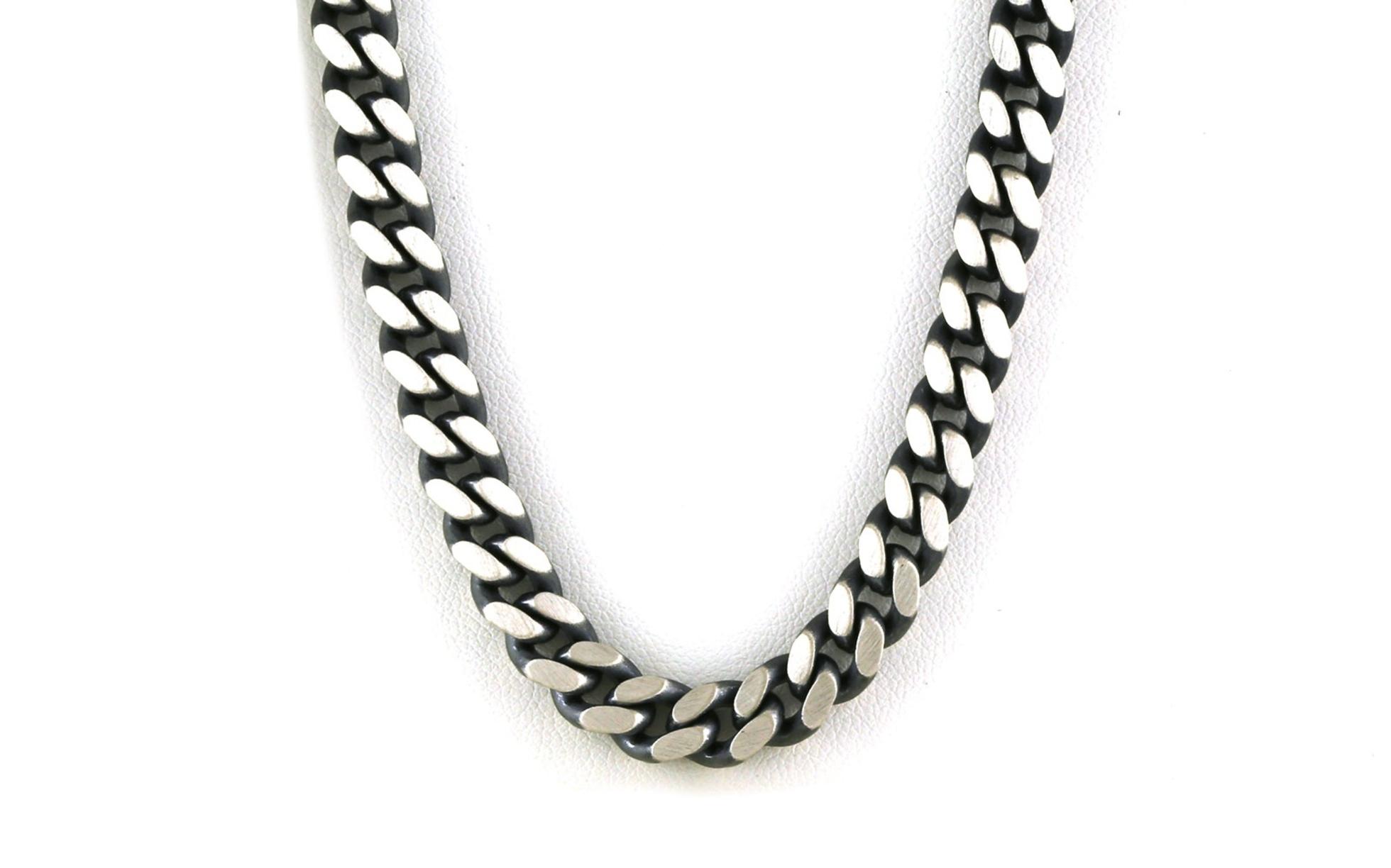 Cuban Link Men's Chain with Gun Metal Finish in Sterling Silver