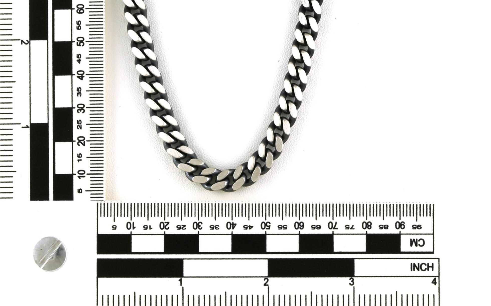 Cuban Link Men's Chain with Gun Metal Finish in Sterling Silver scale