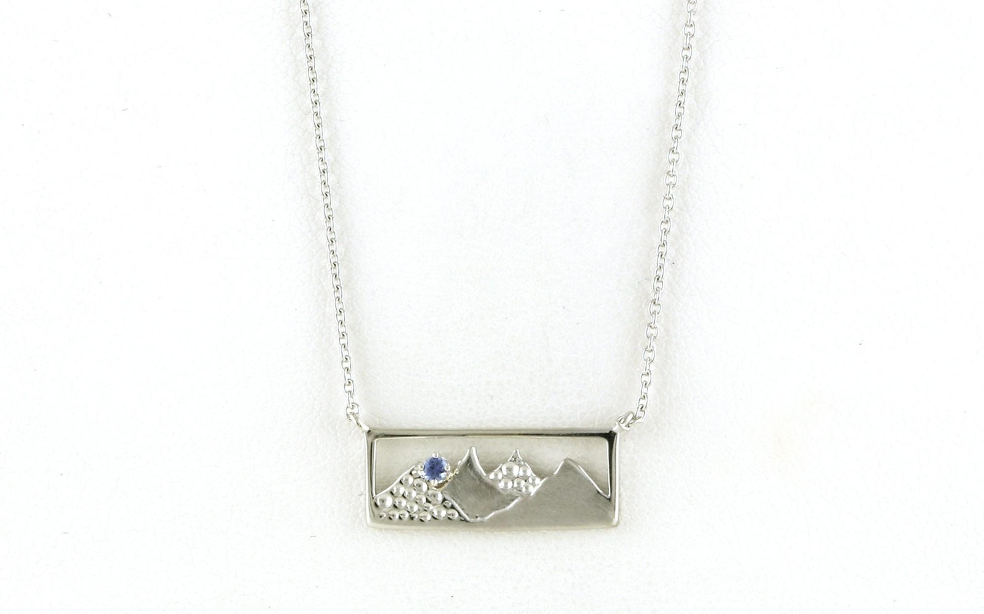 Rectangle Frame Mountain Montana Yogo Sapphire Necklace in Sterling Silver (0.03cts TWT)