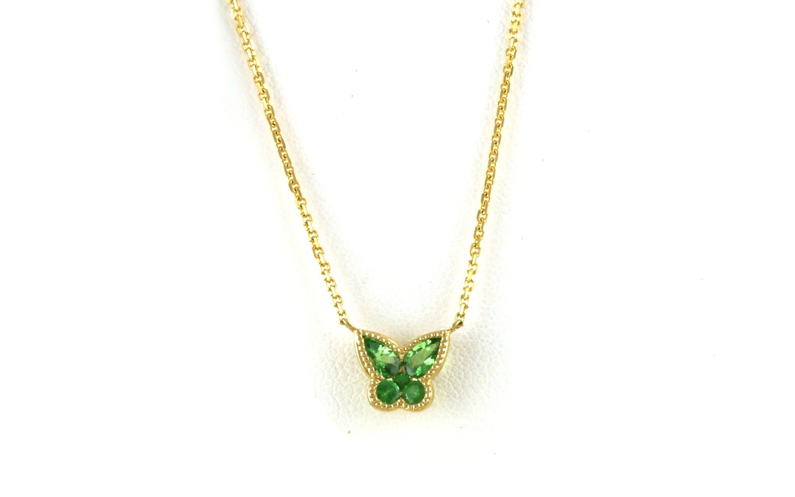 5-Stone Butterfly Tsavorite Garnet Necklace in Yellow Gold (0.56cts TWT)