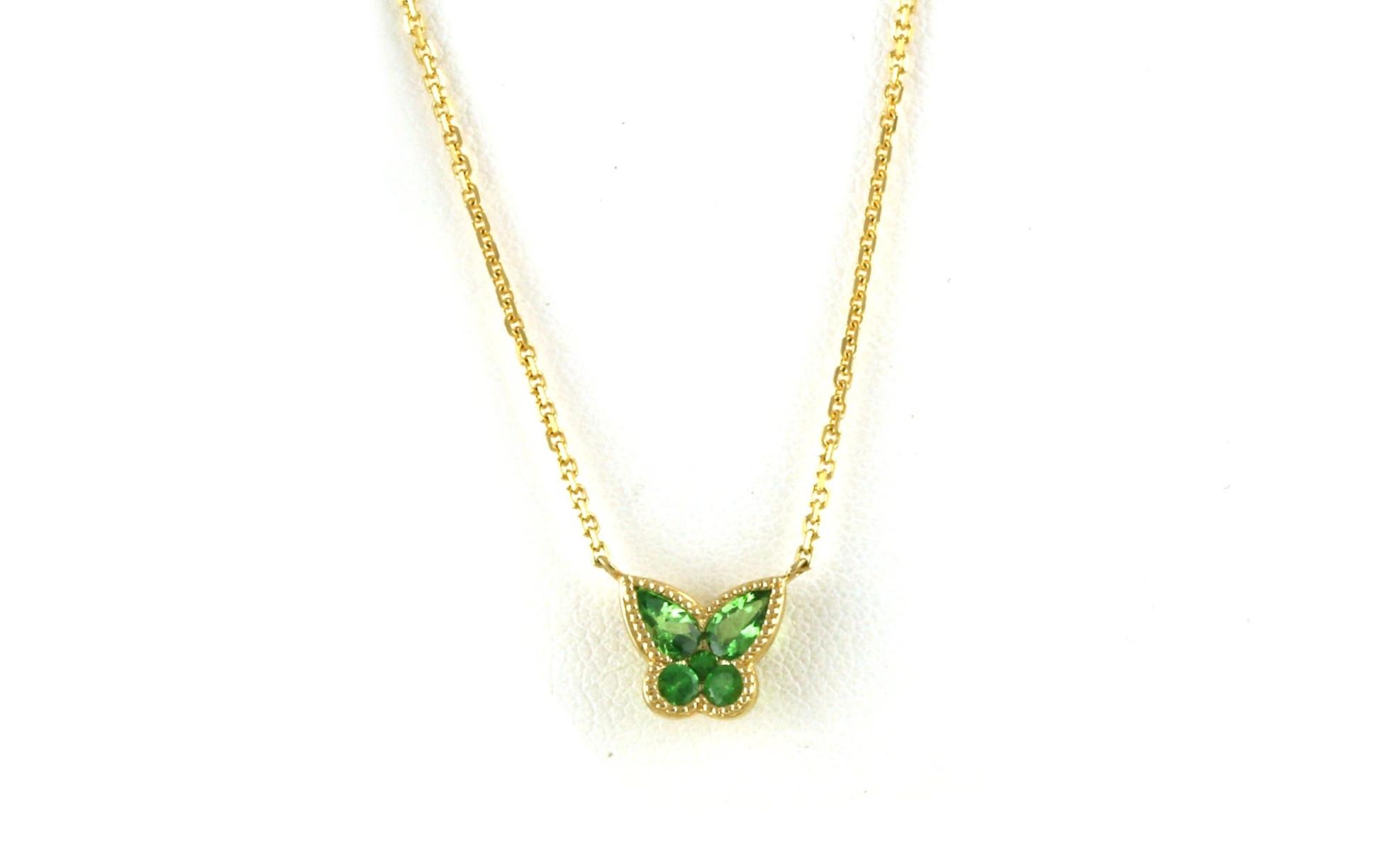 5-Stone Butterfly Tsavorite Garnet Necklace in Yellow Gold (0.56cts TWT)