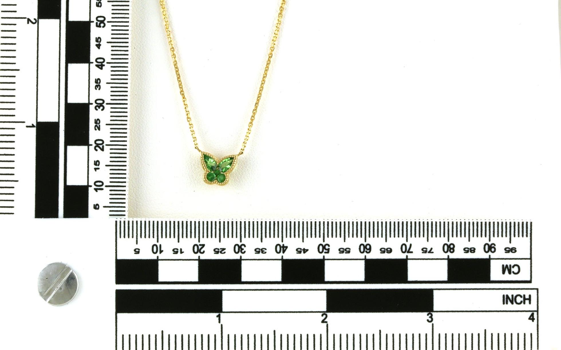 5-Stone Butterfly Tsavorite Garnet Necklace in Yellow Gold (0.56cts TWT) scale