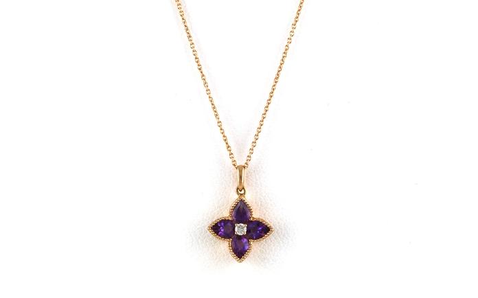 content/products/Flower Cluster Pear-cut Amethyst and Diamond Necklace in Rose Gold (0.55cts TWT)