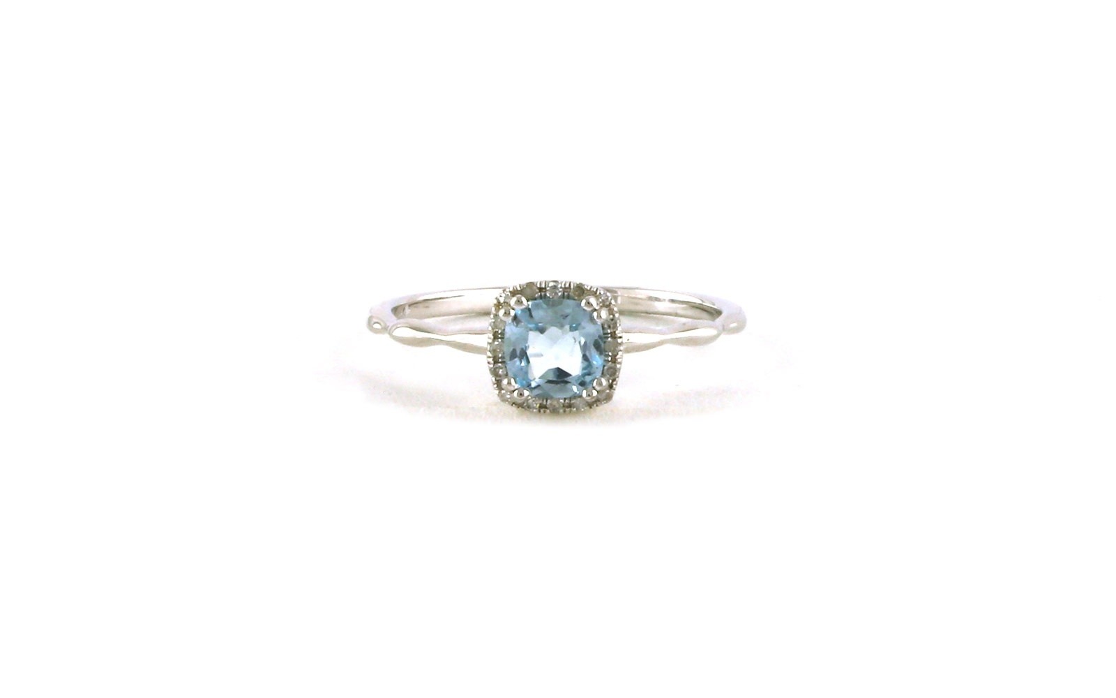 Cushion Halo Blue Topaz and Diamond Ring in White Gold (0.72cts TWT)