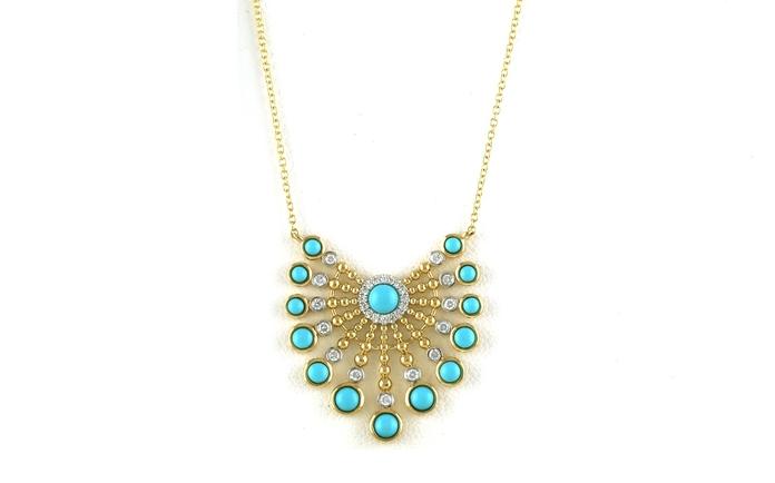 content/products/Fanned Bezel-set Turquoise and Diamond Necklace in Yellow Gold  (1.31cts TWT)