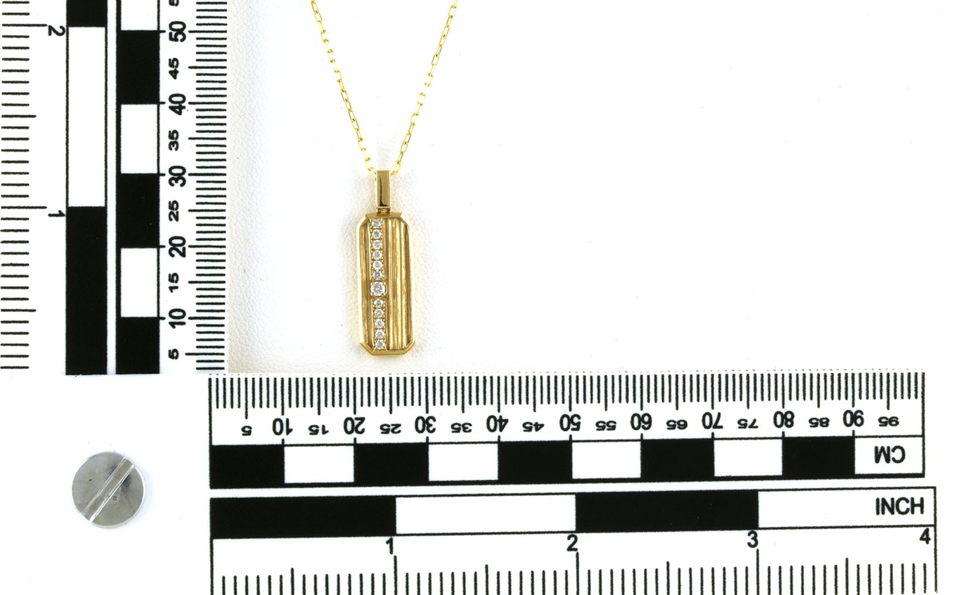 Elongated Octagon Dog Tag Diamond Necklace with Texture in Yellow Gold (0.14cts TWT) scale