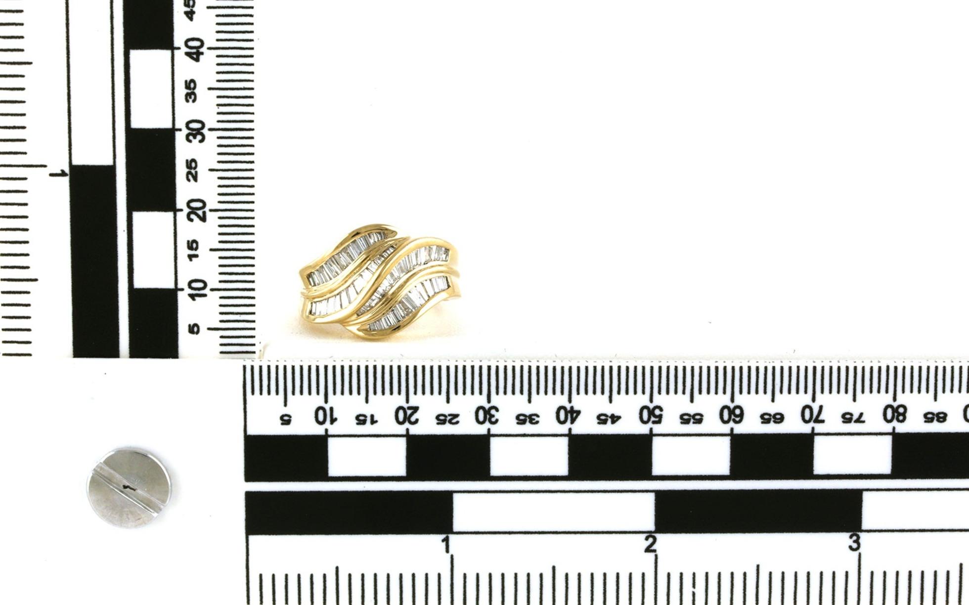 Estate Piece: Channel-set Baguette Diamond Highway Ring in Yellow Gold scale