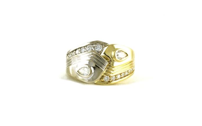 content/products/Estate Piece: Wide Tapered Bezel-set Pear-cut Diamond Ring in Two-tone Yellow and White Gold (0.72cts TWT)