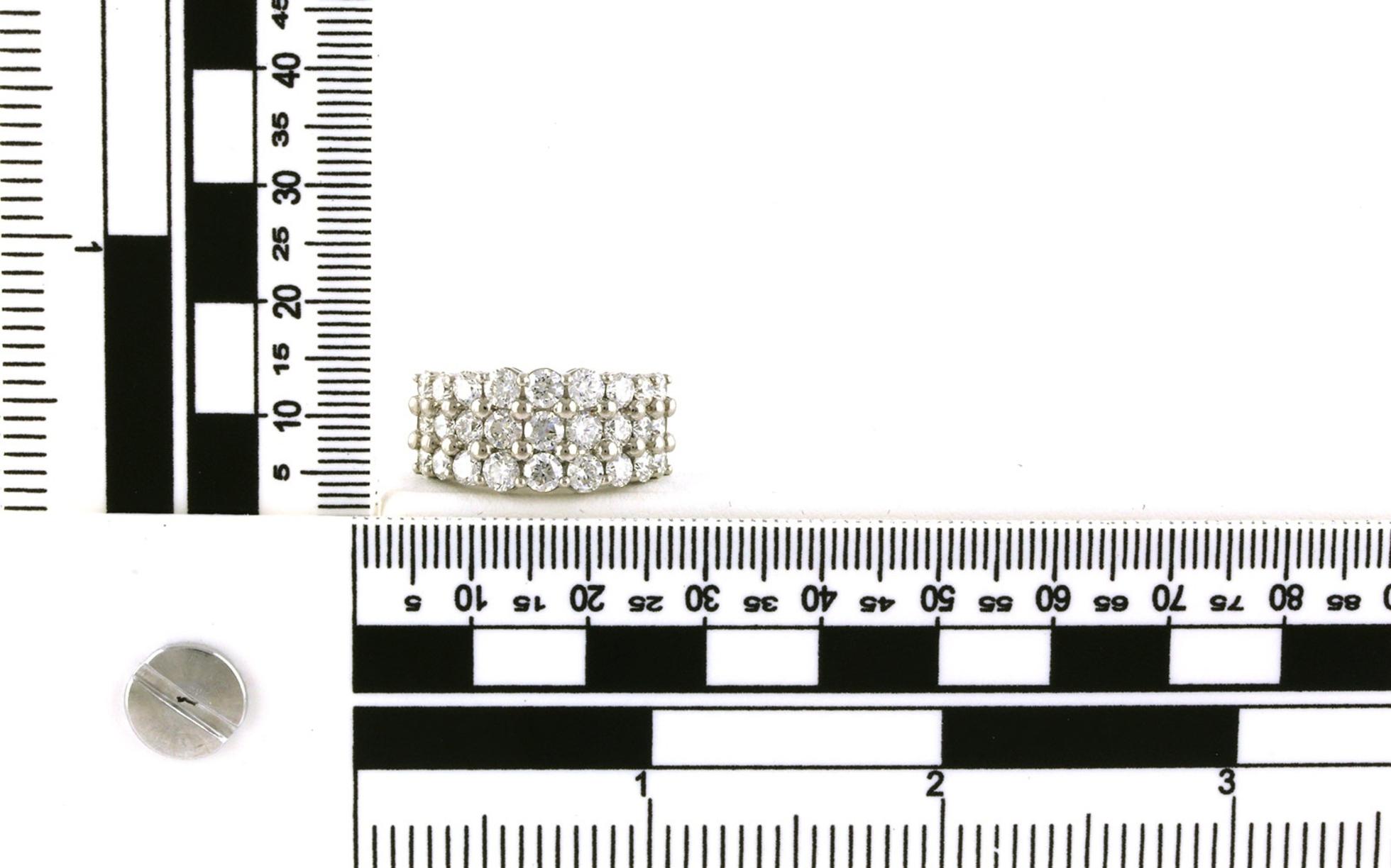 Estate Piece: Wide 3-Row Diamond Ring in Platinum (3.00cts TWT) scale