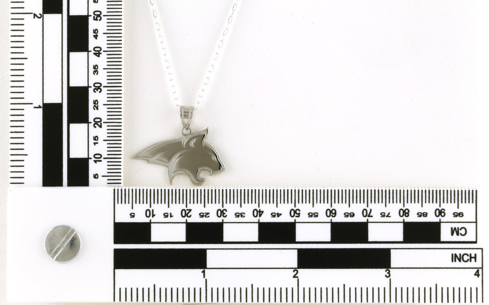 Large Official Bobcat Pendant/Charm with Satin and Polished Finish in Sterling Silver scale