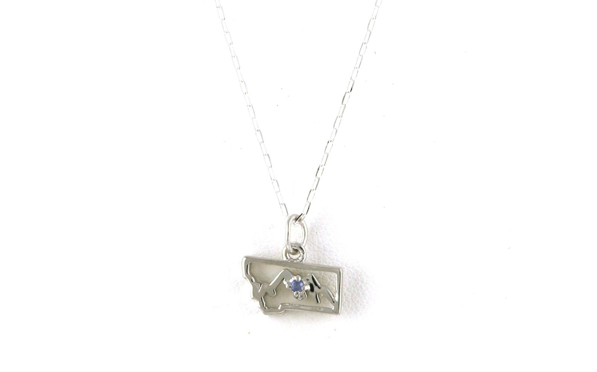 Petite State of Montana Mountain Montana Yogo Sapphire Necklace in Sterling Silver (0.03cts)