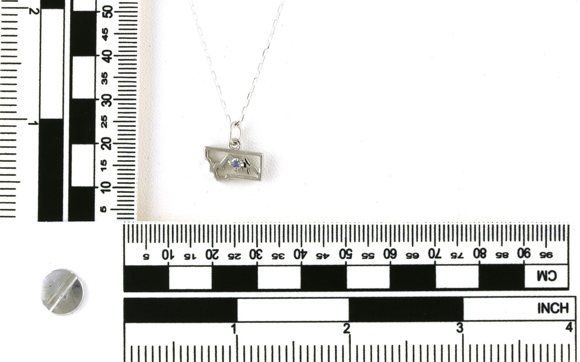 Petite State of Montana Mountain Montana Yogo Sapphire Necklace in Sterling Silver (0.03cts) scale