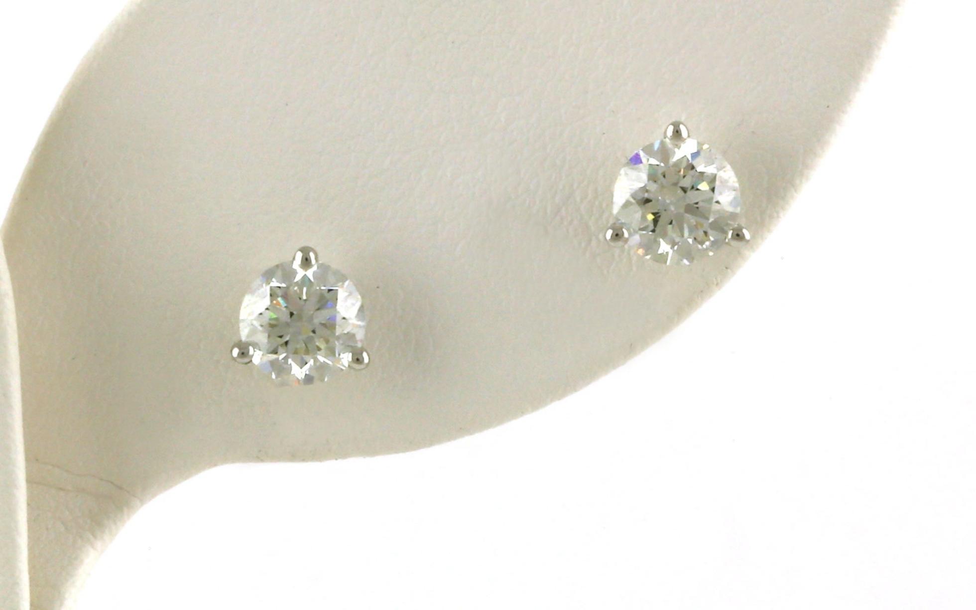 Diamond Stud Earrings in 3-Prong Martini Settings in White Gold (1.52cts TWT)