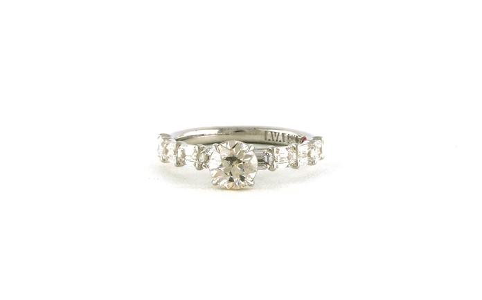 content/products/Diamond Engagement Ring with Emerald-cut Diamond Accented Band in White Gold (2.08cts TWT)