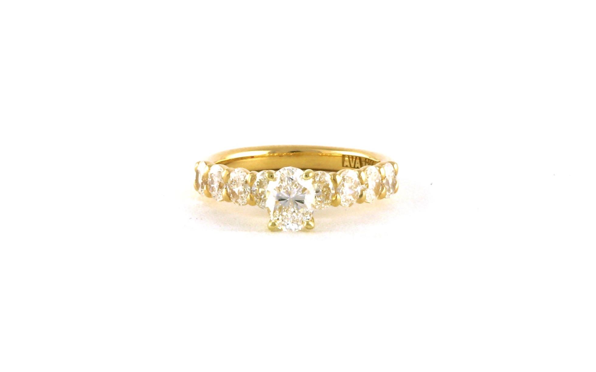 Oval-cut Diamond Engagement Ring with Oval-cut Diamond Accented Band in Yellow Gold (1.70cts TWT)