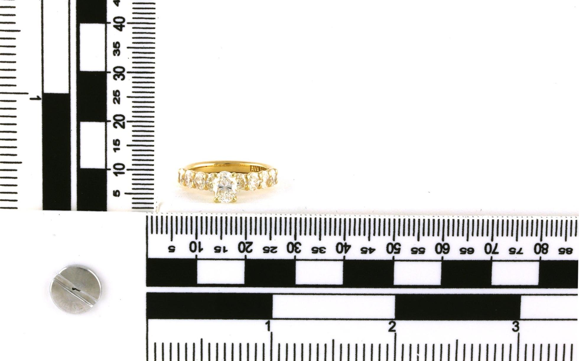 Oval-cut Diamond Engagement Ring with Oval-cut Diamond Accented Band in Yellow Gold (1.70cts TWT) scale