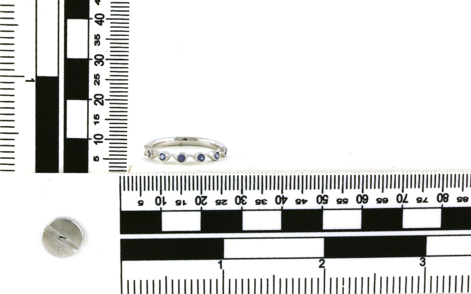 7-Stone Wave Montana Yogo Sapphire Ring with Milgrain Detail in White Gold (0.20cts TWT) scale