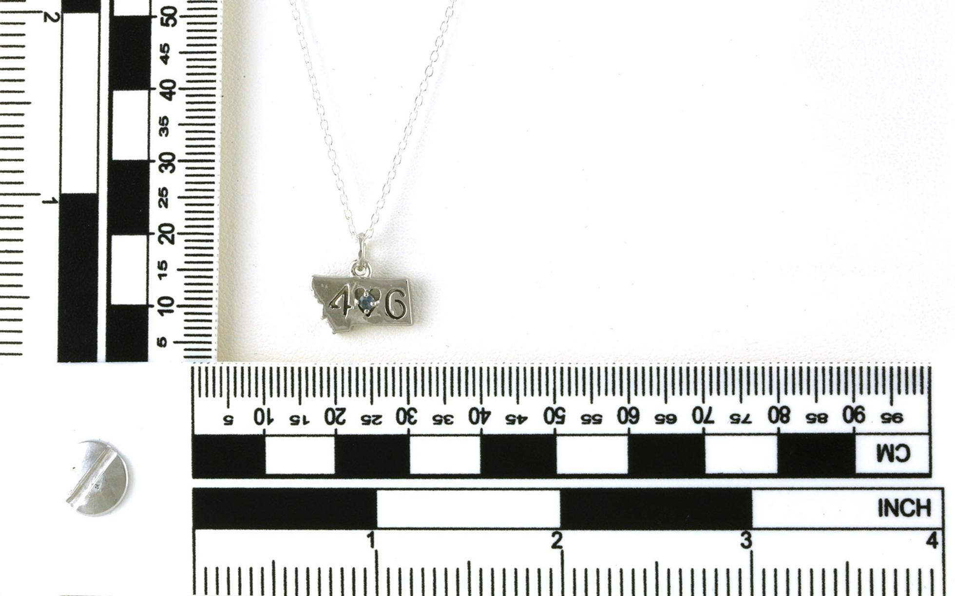 Petite State of Montana"406" Heart Montana Sapphire Necklace in Sterling Silver (0.04cts)