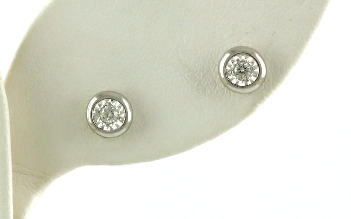 content/products/Diamond Stud Illusion Earrings in Bezel Settings in White Gold (0.10cts TWT)