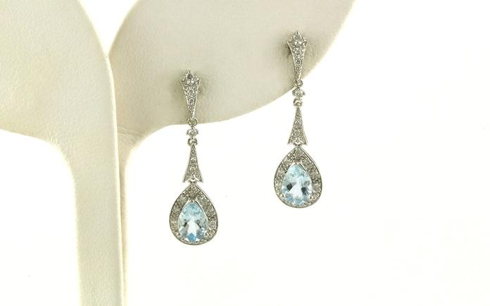 content/products/Halo-Style Pear-cut Aquamarine and Diamond Dangle Earrings in White Gold (1.41cts TWT)