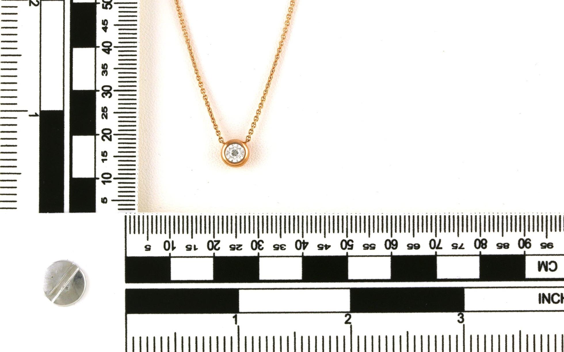 Two-tone Bezel-set Illusion Diamond Spilt Chain Necklace in White and Rose Gold (0.06cts TWT) - Scale