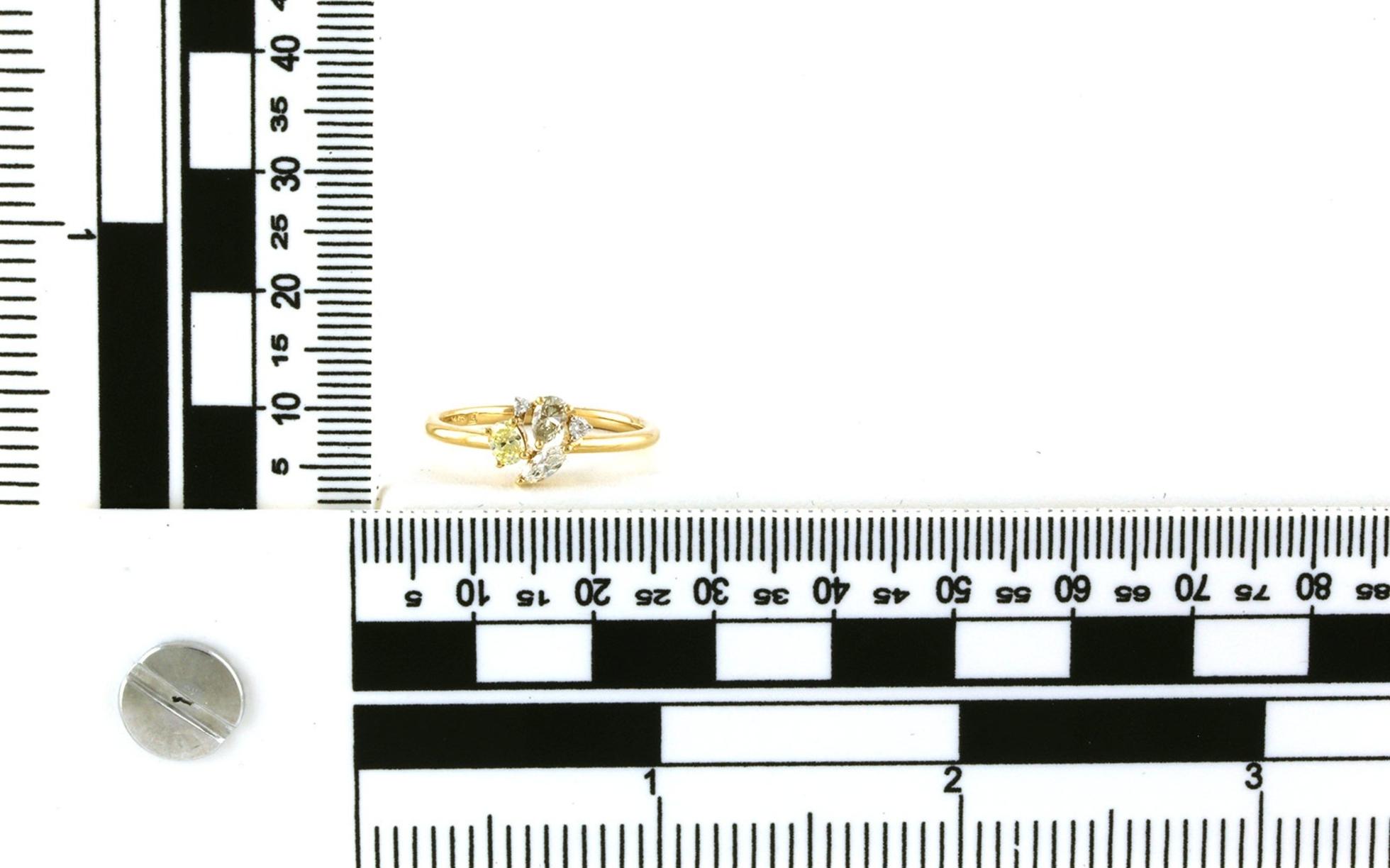 Various Shapes Diamond Ring In Yellow Gold (0.44cts TWT) - Scale