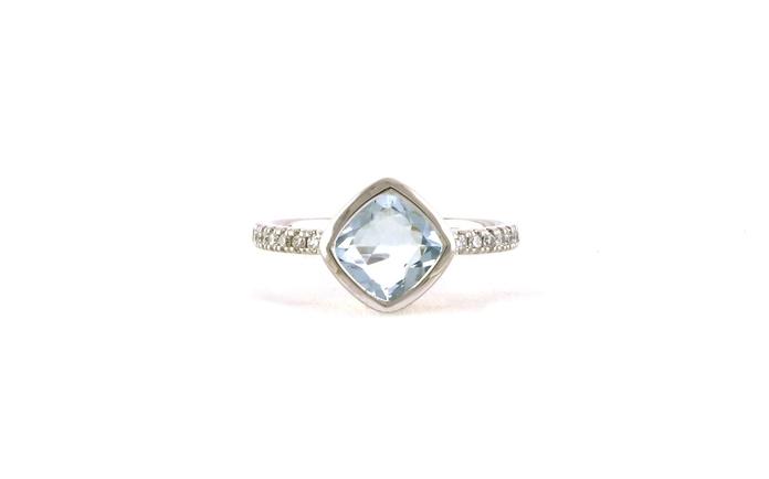 content/products/Bezel-set Cushion-cut Aquamarine and Diamond Ring in White Gold (1.27cts TWT)