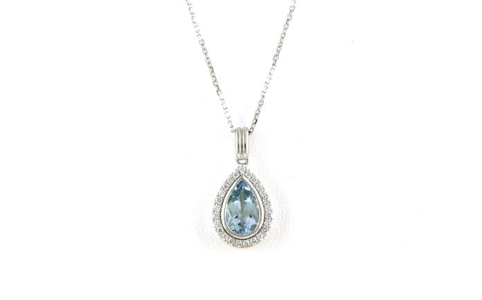 content/products/Drop Halo-Style Pear-cut Aquamarine and Diamond Necklace in White Gold (2.04cts TWT)