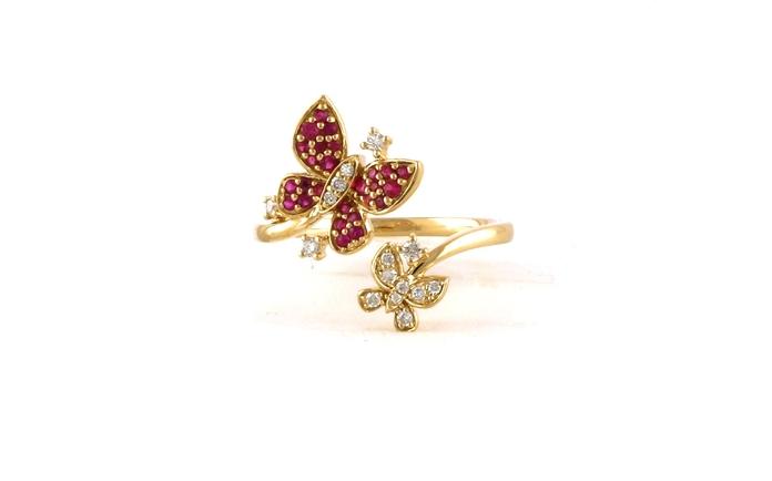 content/products/Two Butterfly Fashion Ring with Ruby's and Diamonds in Yellow Gold (0.37cts TWT)