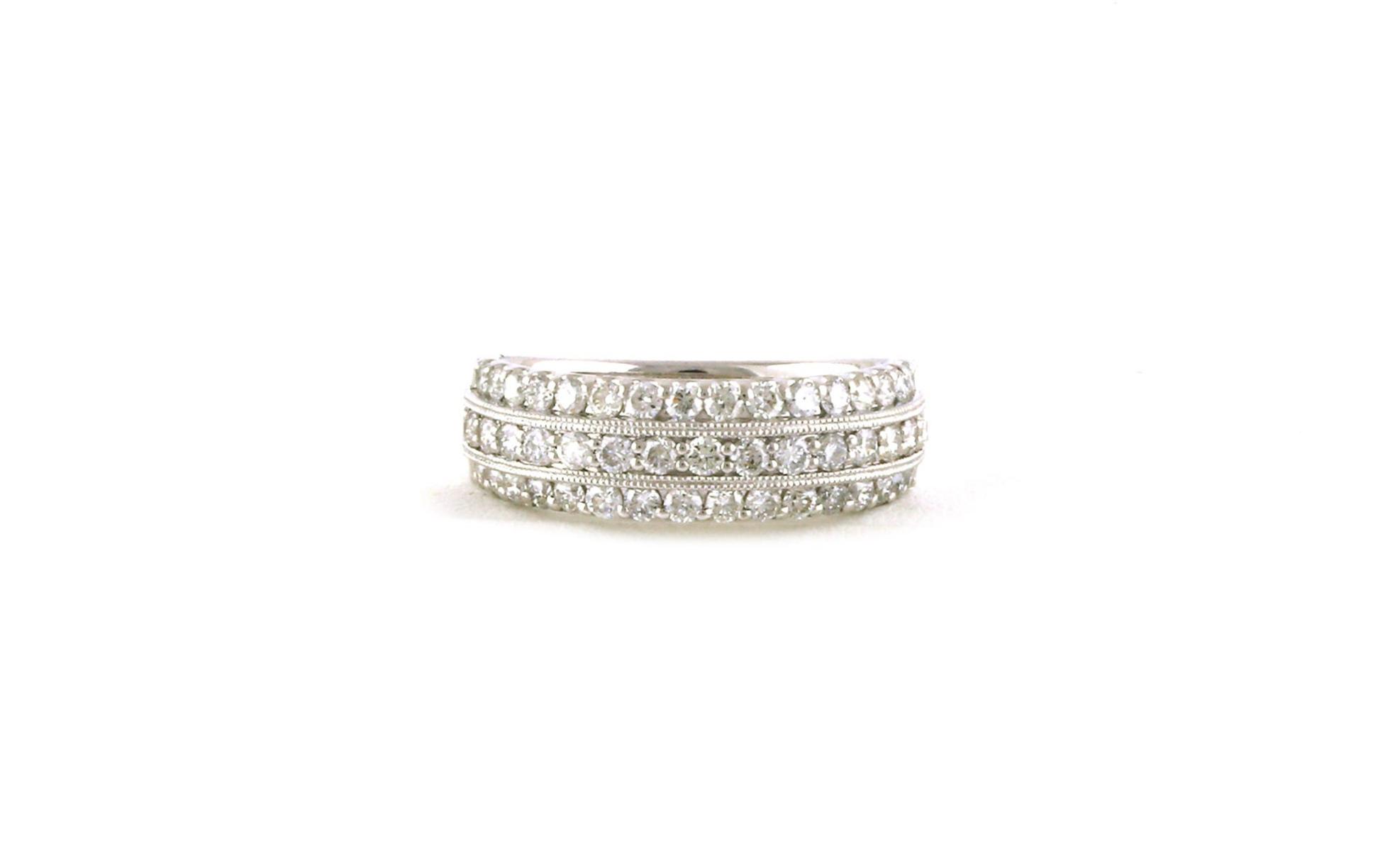 3-Row Pave Fashion Ring with Diamonds in White Gold (1.01cts TWT)