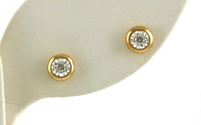 content/products/Two Tone Illusion Style Bezel-set Stud Earrings with Diamonds in White & Yellow Gold (0.01cts TWT)