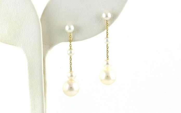 content/products/Graduated Dangle Earrings with Fresh Water Pearls in Yellow Gold (3.00-8.50mm)