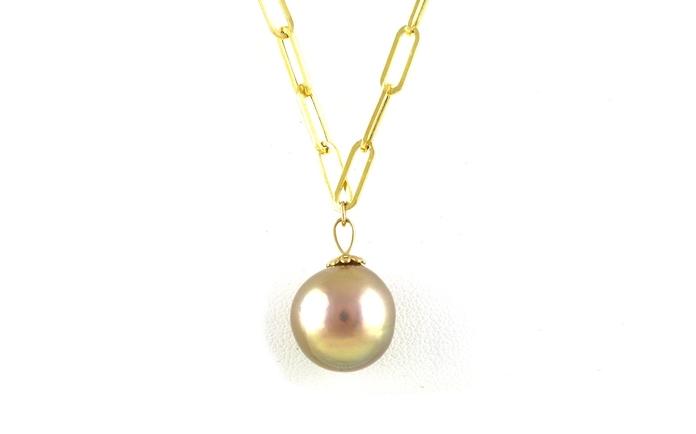 content/products/Solitaire Fresh Water Pink Pearl with a Paperclip Chain in Yellow Gold (14.00mm)