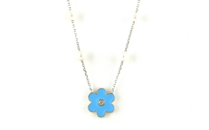 content/products/Blue Flower Pendent with 12 Fresh Water Pearls in Sterling Silver (4.00-4.50mm)