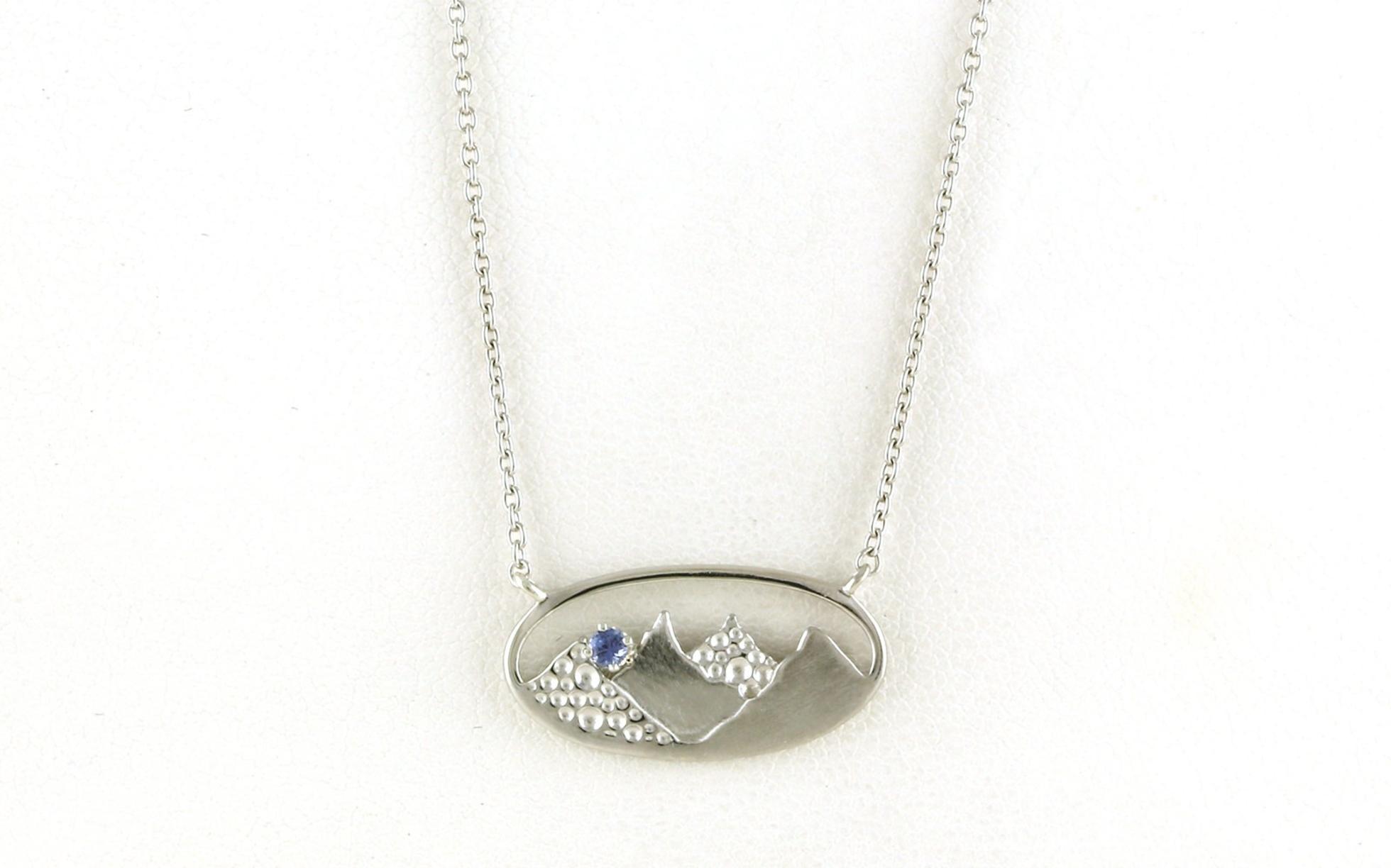 Mountain  Landscape Pendent with a Yogo Sapphire in Sterling Silver (0.03ct TWT)