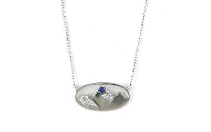 content/products/Oval Mountain Montana Yogo Sapphire and Diamond Necklace on Split Chain in White Gold (0.22cts TWT)