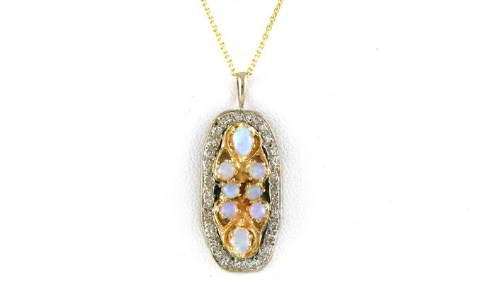 content/products/Estate Piece: Halo Opal Cluster and Diamond Necklace in Yellow Gold 