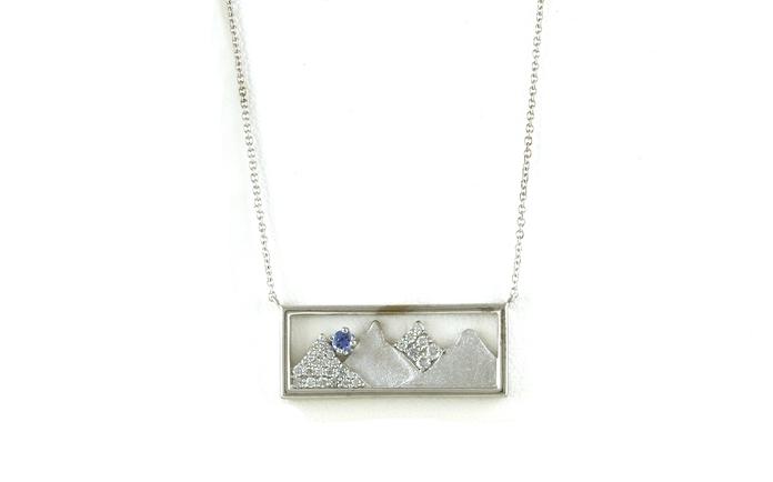 content/products/Rectangular Mountain Montana Yogo Sapphire and Diamond Necklace on Split Chain in White Gold (0.31cts TWT)