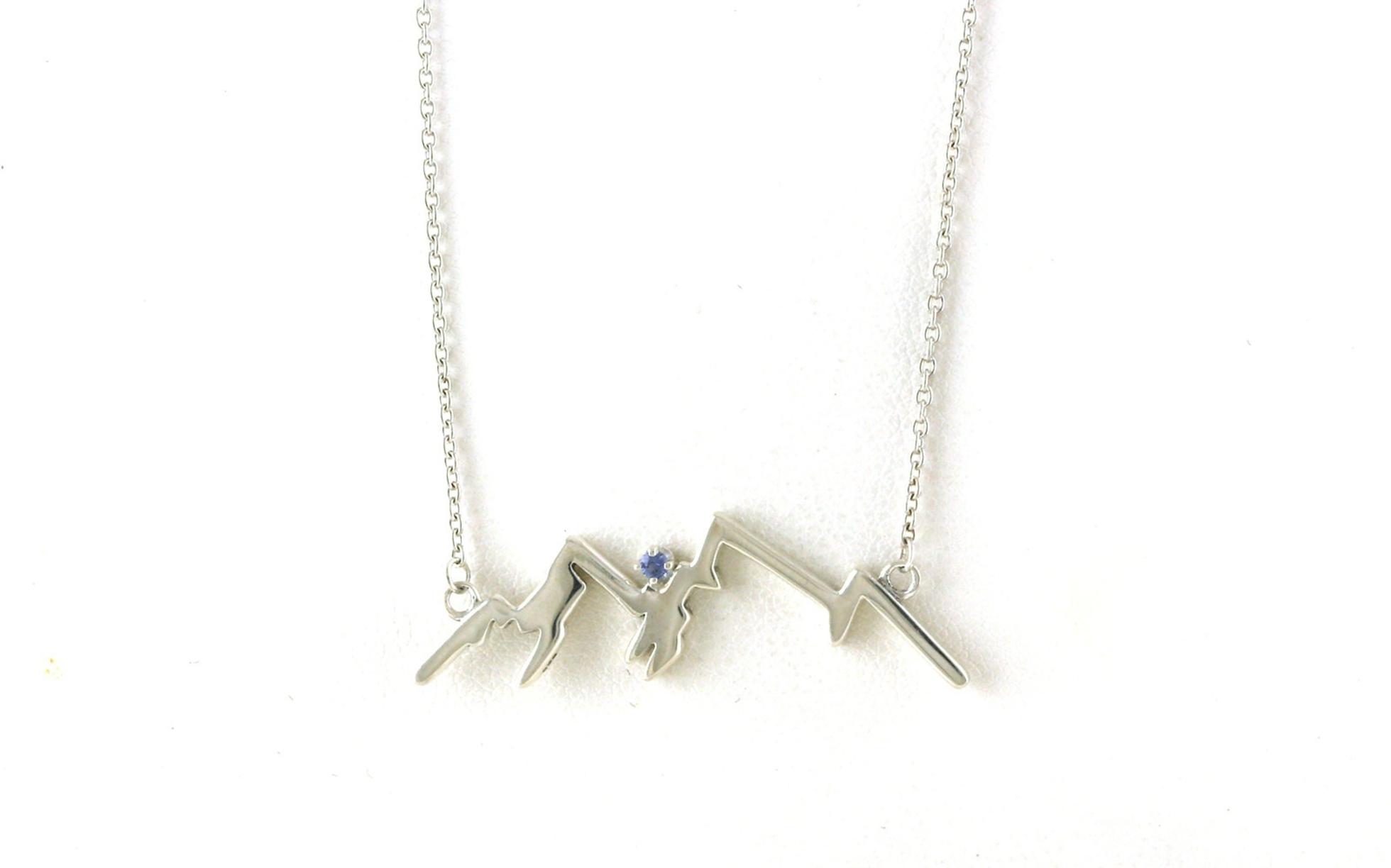 Mountain Ridgeline Montana Yogo Sapphire Necklace on Split Chain in Sterling Silver (0.03cts TWT)