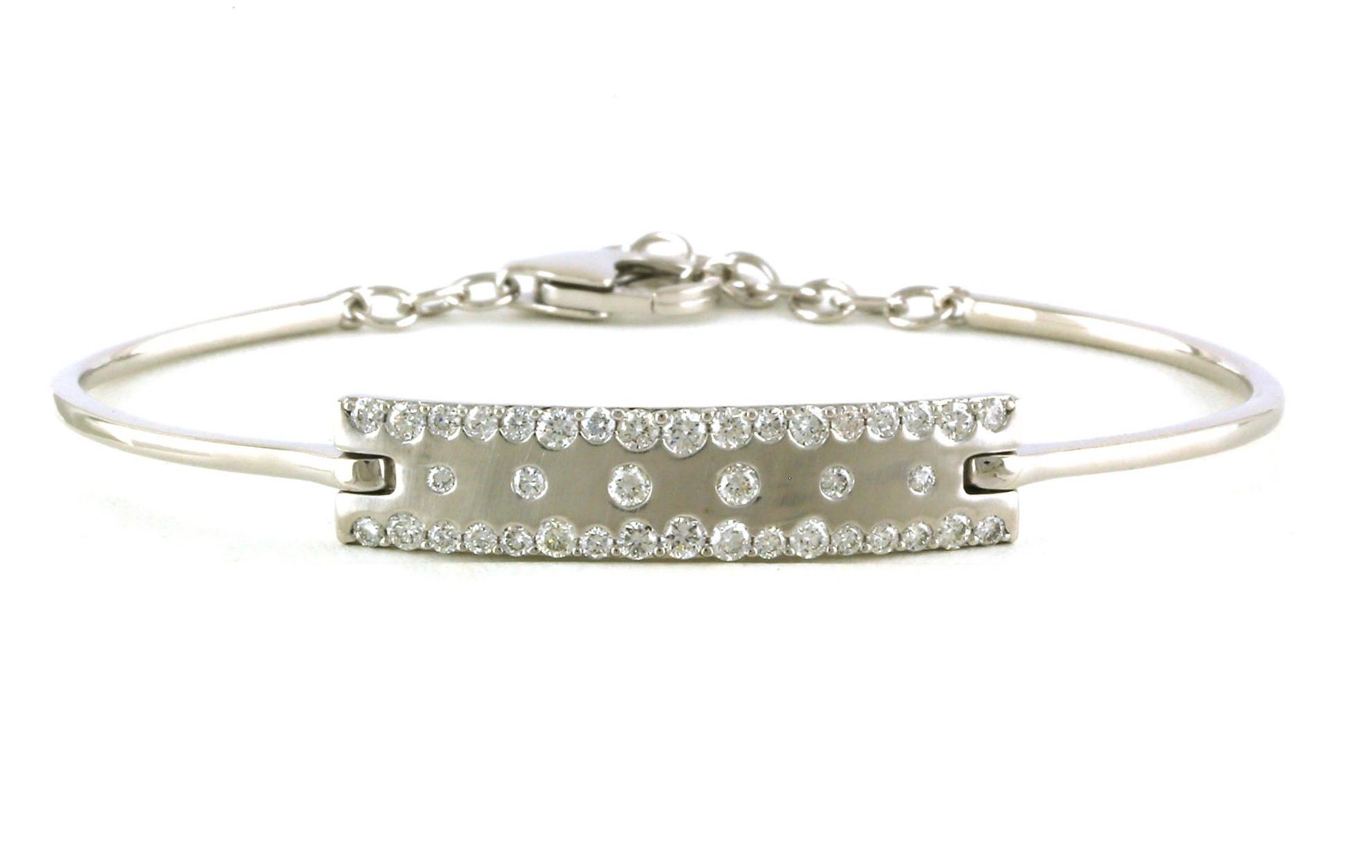 3-Row Flush-set Diamond Bar Sectioned Bangle Bracelet with Satin Finish in White Gold (0.88cts TWT)