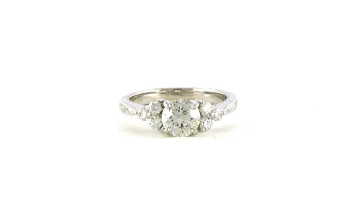 content/products/7-Stone Diamond Ring with 3-Stone Diamond Cluster on the Side and Hand Engraving in White Gold (1.02cts TWT)