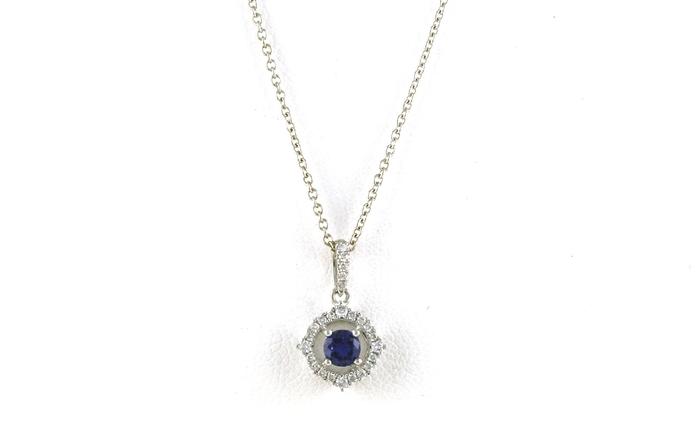 content/products/Vintage Halo-style Montana Yogo Sapphire and Diamond Necklace in White Gold (0.33cts TWT)