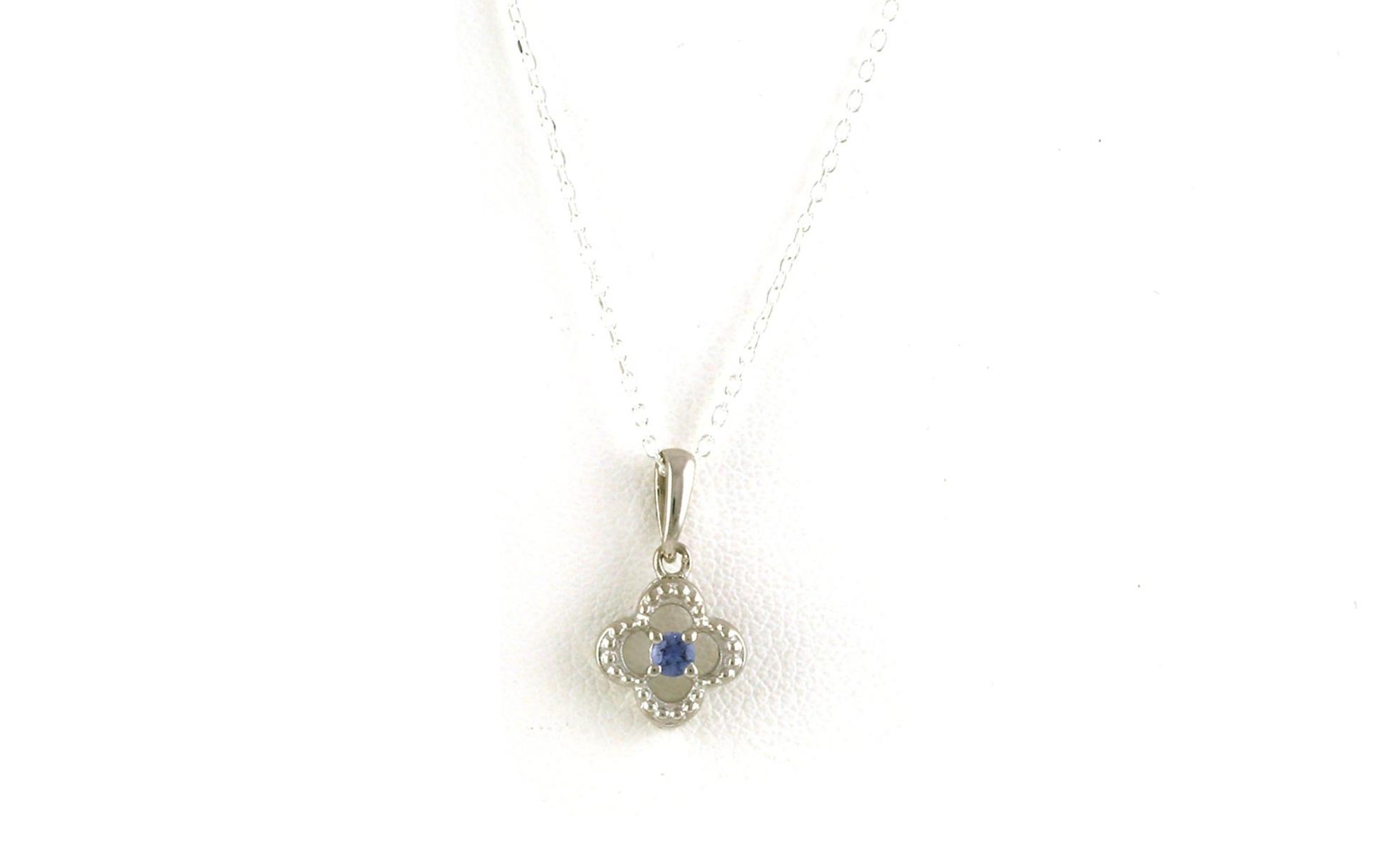 Little Flower Montana Yogo Sapphire Necklace in White Sterling Silver (0.08cts TWT)