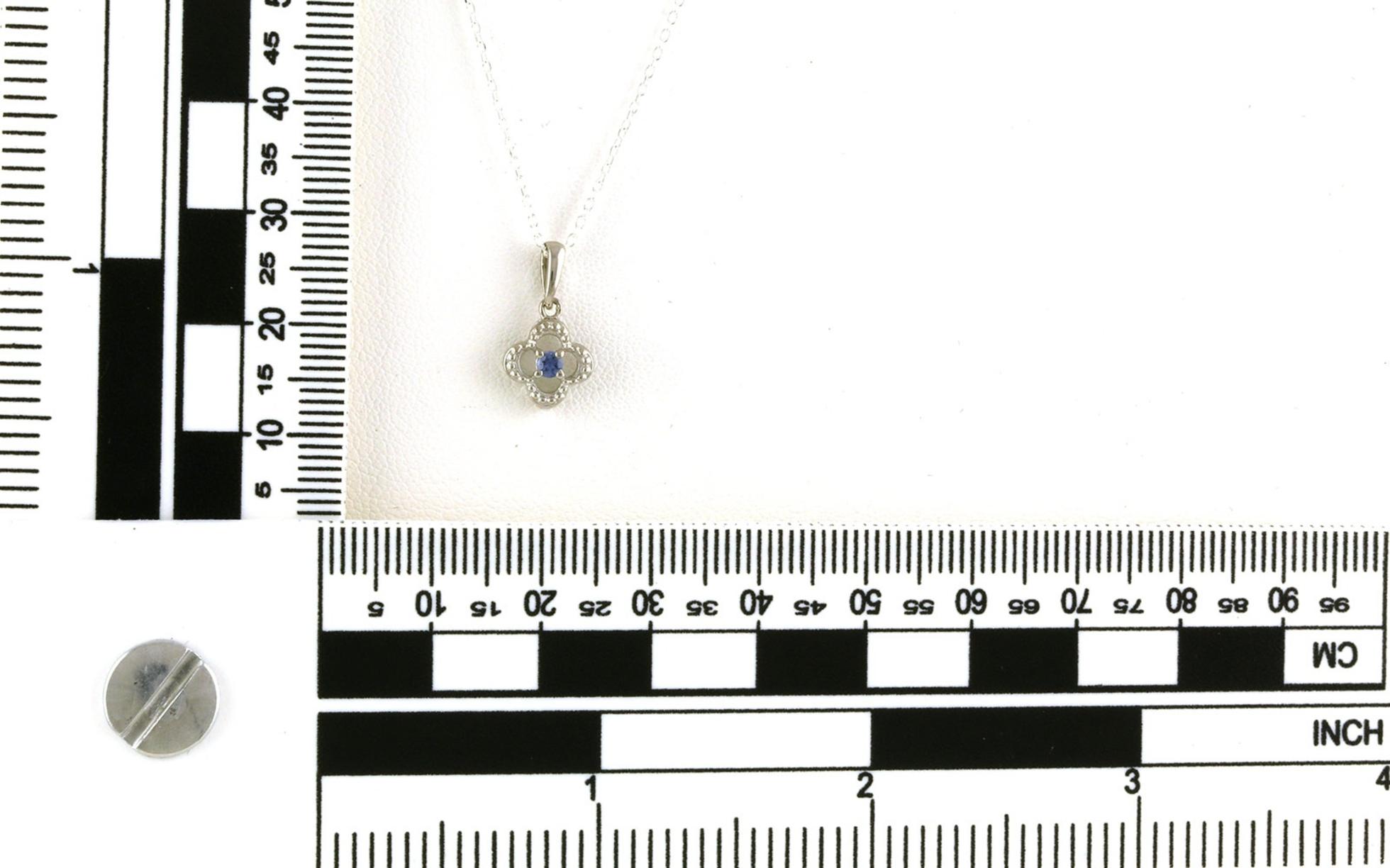 Little Flower Montana Yogo Sapphire Necklace in White Sterling Silver (0.08cts TWT) - Scale